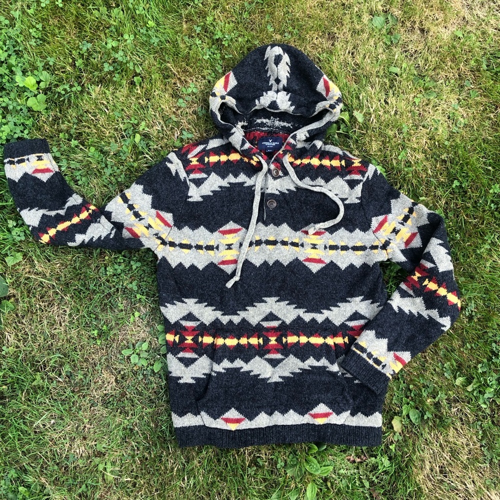 Aztec native design American eagle sweater
